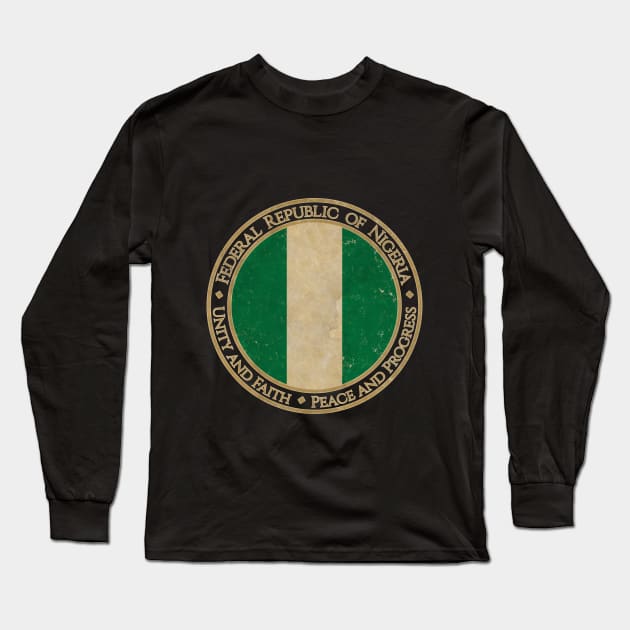 Vintage Federal Republic of Nigeria Africa African Flag Long Sleeve T-Shirt by DragonXX